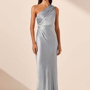 Shona Joy La Lune Gathered One Shoulder Maxi Dress - Powder Blue
